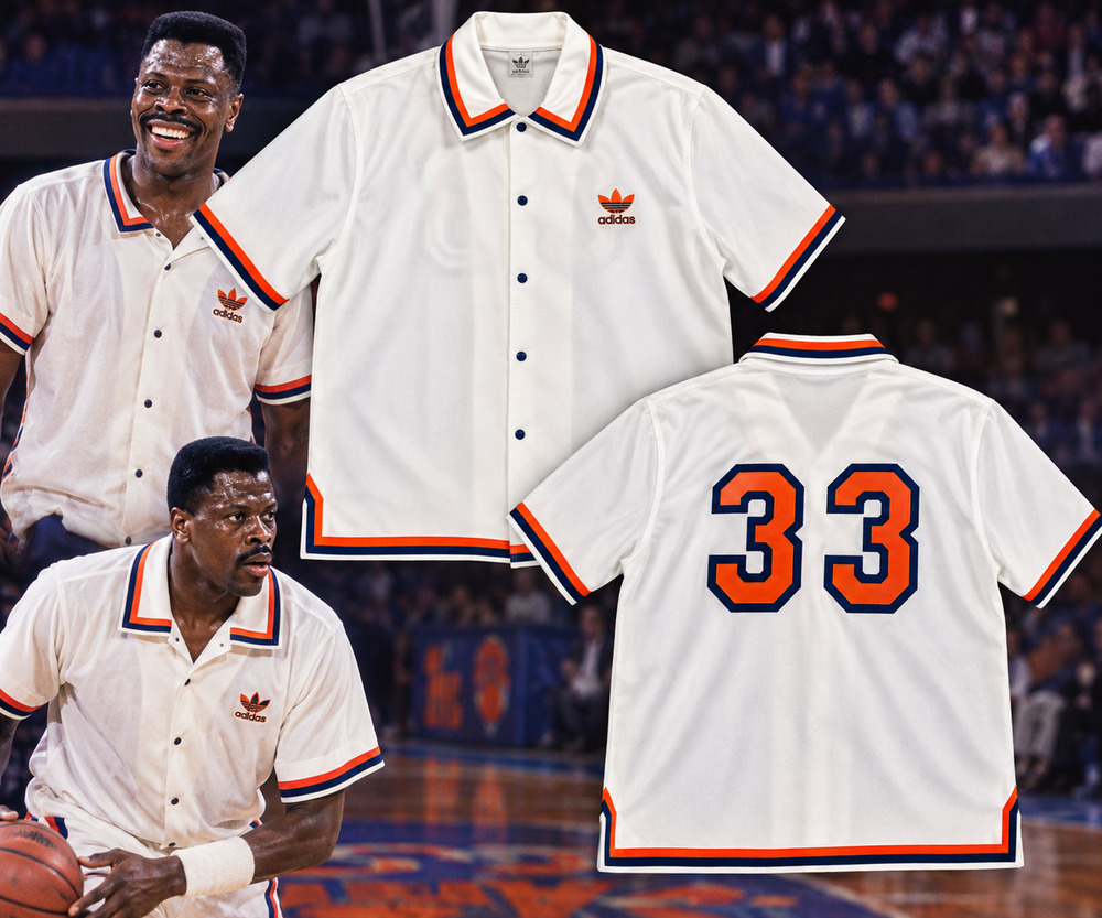 New York Knicks Patrick Ewing Adidas Vintage Warm Up Jersey Shirt 3XL #33